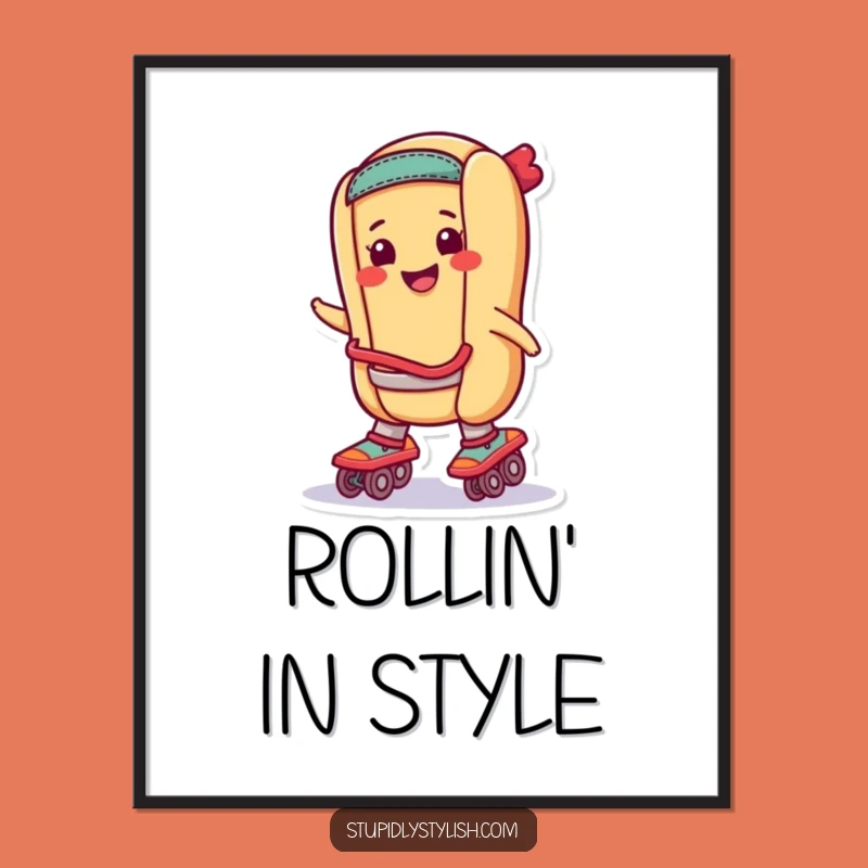 Funny Skating Hot Dog Poster: Roll into Decor, A Surprising Funny Gift for Art