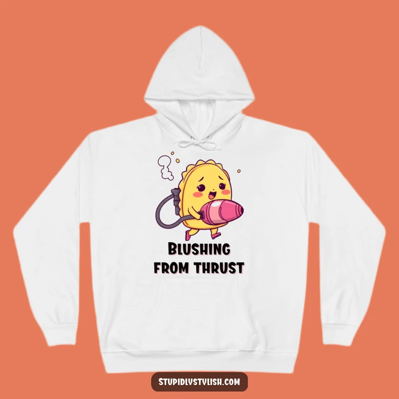Funny Blushing Taco Hoodie: Cozy Vacuum Jetpack Mexican Food Sweatshirt Gift