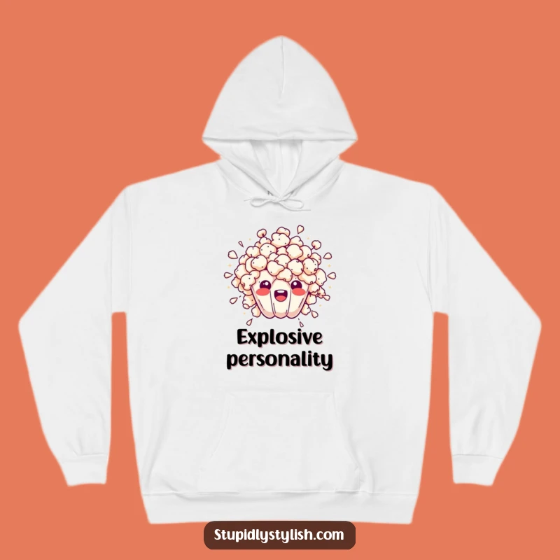 Cozy Funny Overwhelmed Popcorn Burst Hoodie: Wrap Up Your Stress