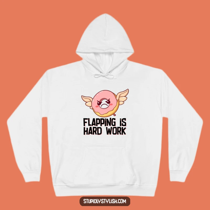 Funny Grumpy Donut Hoodie: Cozy Pastry Wings Flying Sweatshirt, Unique Gift