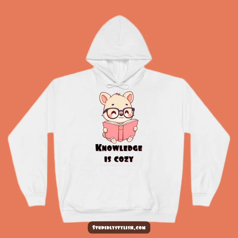 Funny Animal Reader Hoodie - Cozy Tiny Glasses Bookworm Sweatshirt Gift