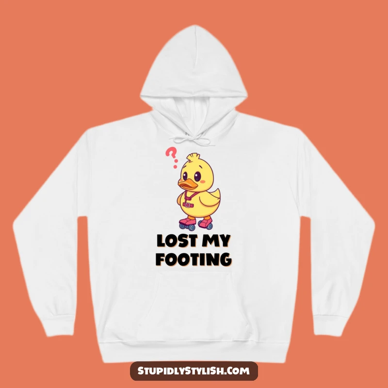 Funny Confused Duck Roller Skates Hoodie - Cozy & Comedic Adventure Gift
