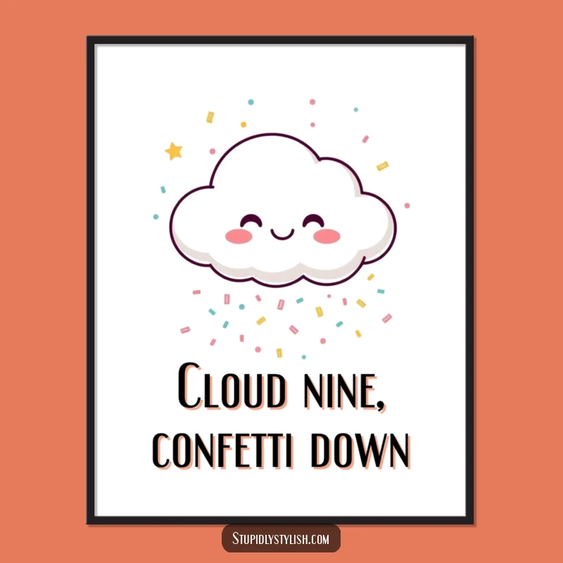Funny Free Printable Wall Art: Happy Confetti Cloud - Joyful Downloadable Decor