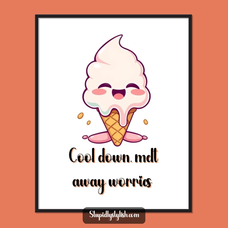 Free Printable Wall Art: Dramatic Melting Giggles Ice Cream Cone