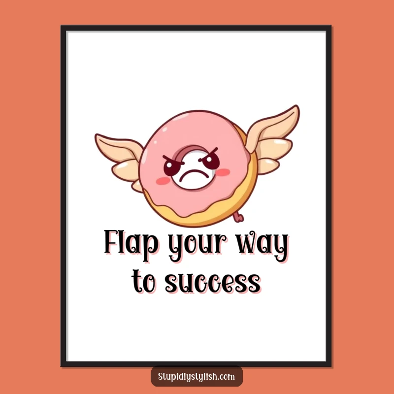 Free Printable Wall Art: Grumpy Donut's Flying Fail - Funny Downloadable Decor Gift