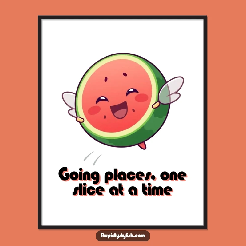 Funny Free Printable Wall Art: Flying Watermelon Slice - Downloadable Humorous Home Decor!