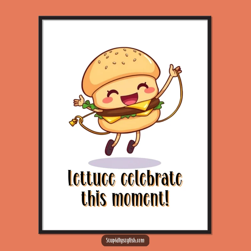 Funny Free Printable Wall Art: Hamburger Cheese Jump Rope - Quirky Downloadable Decor