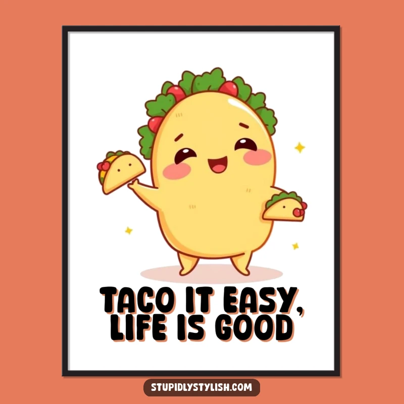 Funny Free Printable Wall Art: Juggling Taco Fiesta - Decor Downloadable Art!