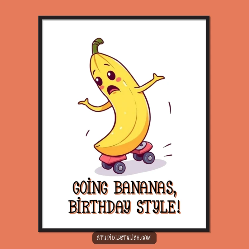 Free Printable Wall Art Funny: Banana Skater Chaos, Downloadable Whimsy, Quirky Decor