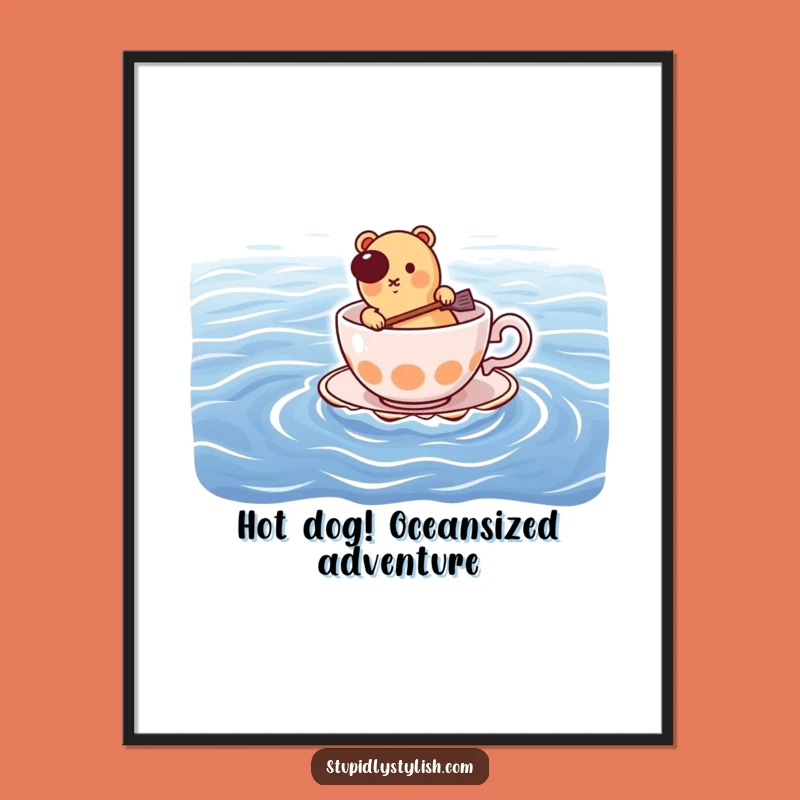 Funny Free Printable Wall Art: Hot Dog Ocean Paddle Art Downloadable