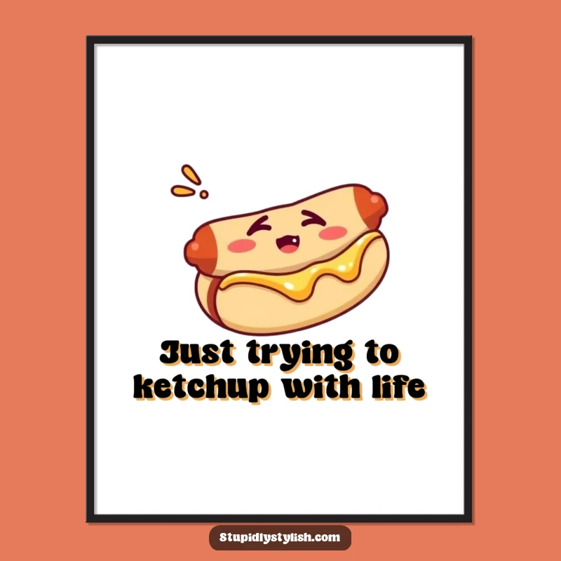 Funny Free Printable Wall Art: Confused Hot Dog Art - Downloadable Decor