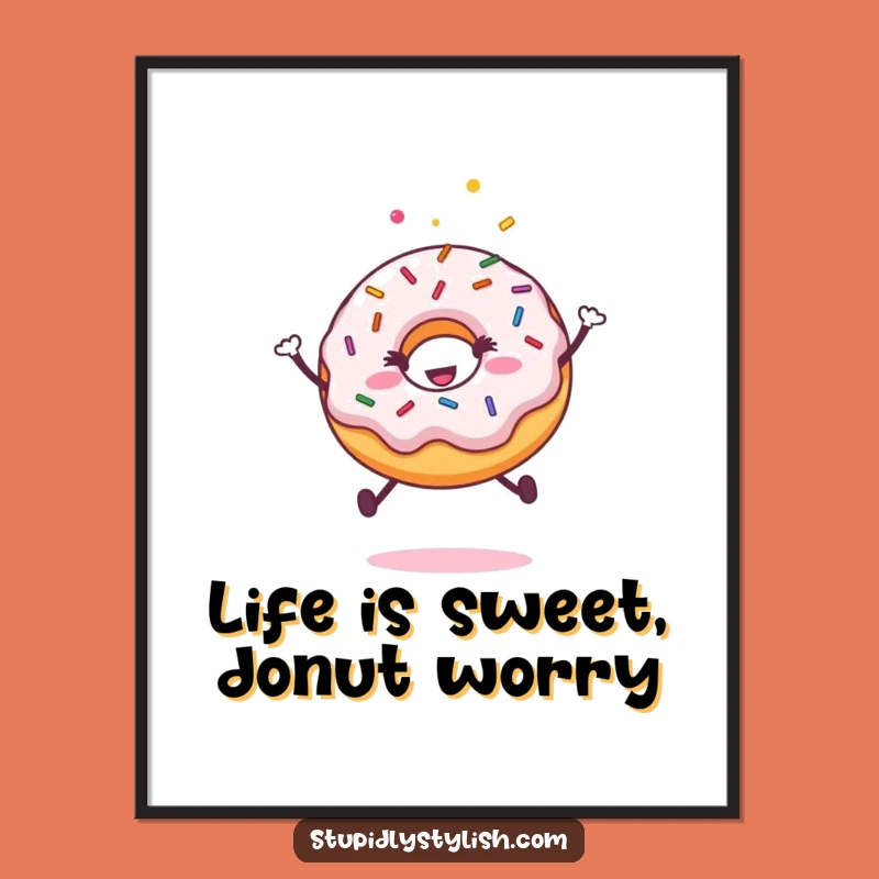 Funny Free Printable Wall Art: Jumping Donut Sprinkle Joy - Downloadable Decor