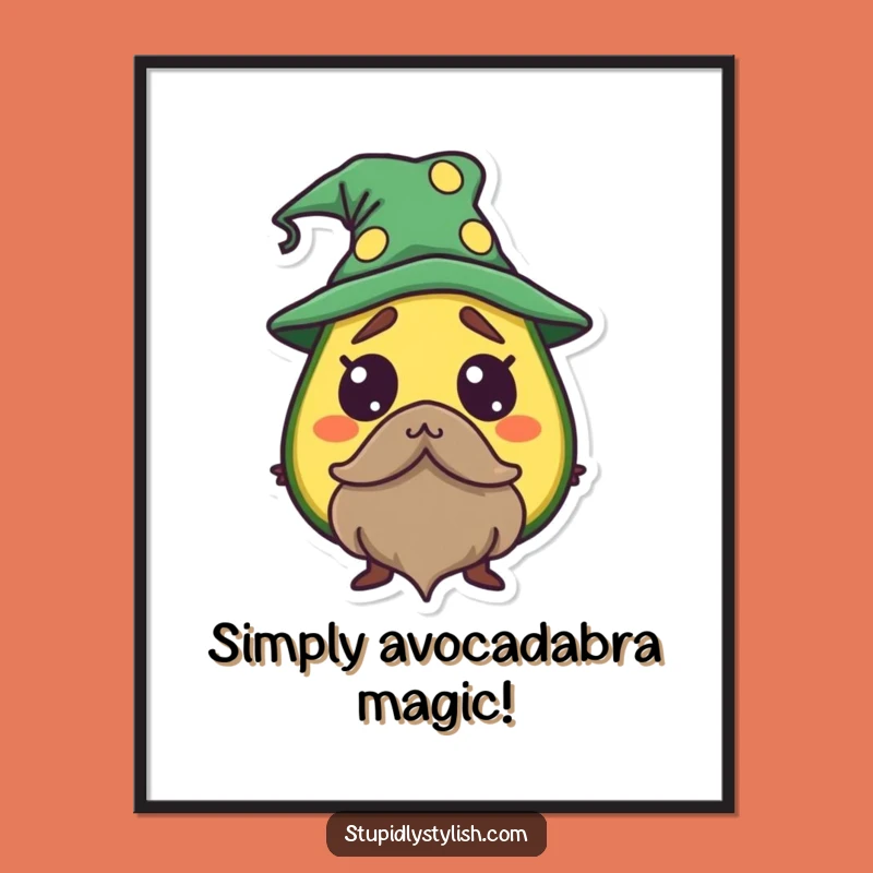 Funny Free Printable Wall Art: Startled Avocado Wizard Hat - Quirky Downloadable Decor