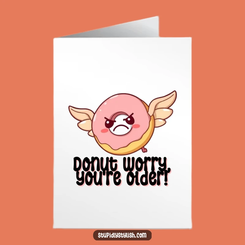 Free Printable Funny Birthday Card: Grumpy Donut's Failed Flight - Hilarious Downloadable Gift