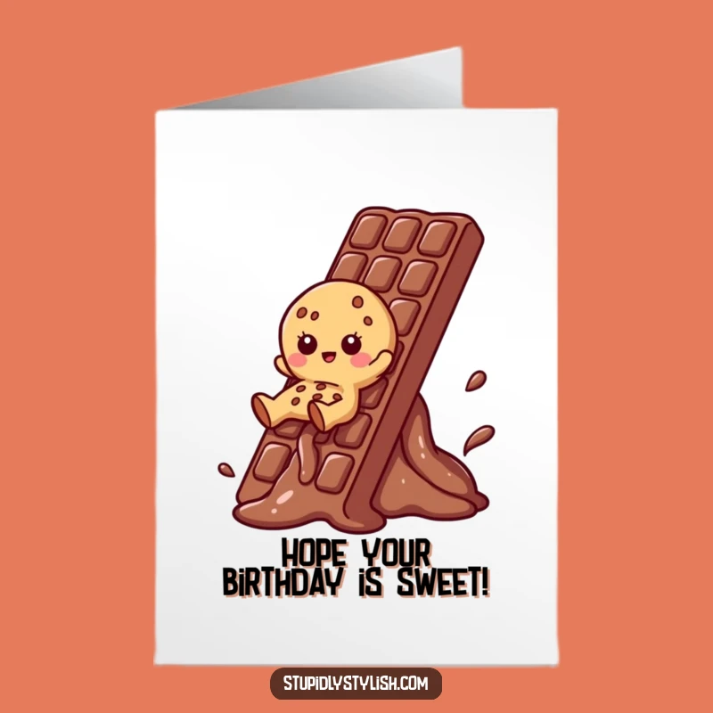 Free Printable Birthday Card: Cookie Chocolate Slide - Fun Downloadable Gift