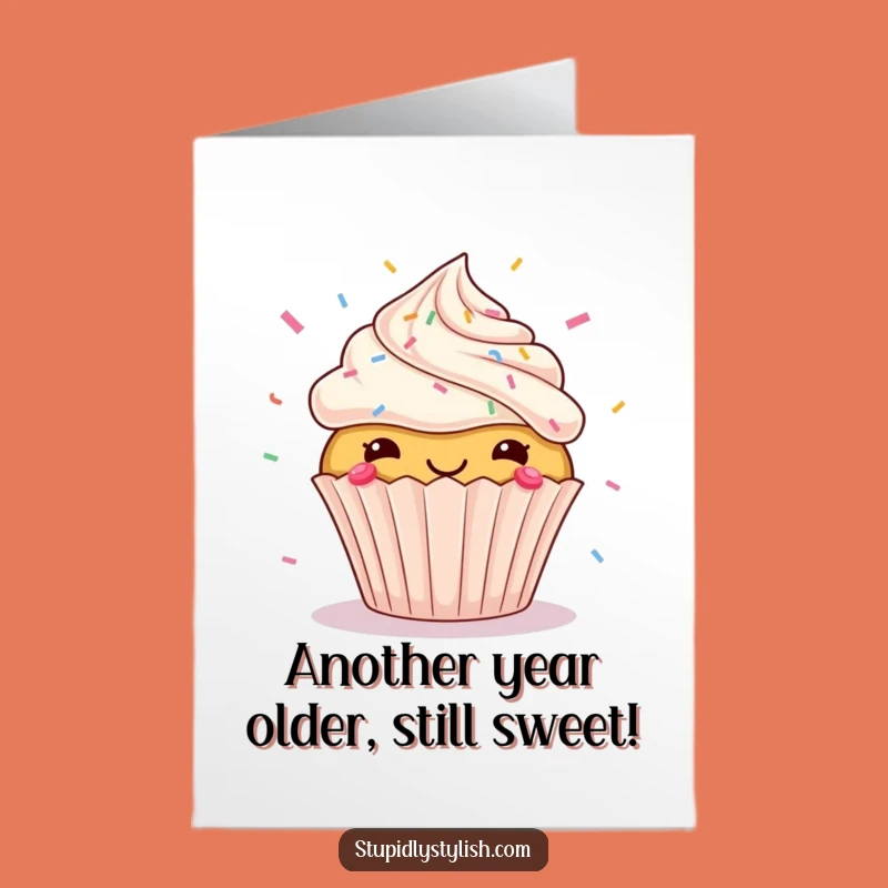 Free Printable Birthday Card: Funny Flying Cupcake Sprinkles Design for a Hilarious Downloadable Gift