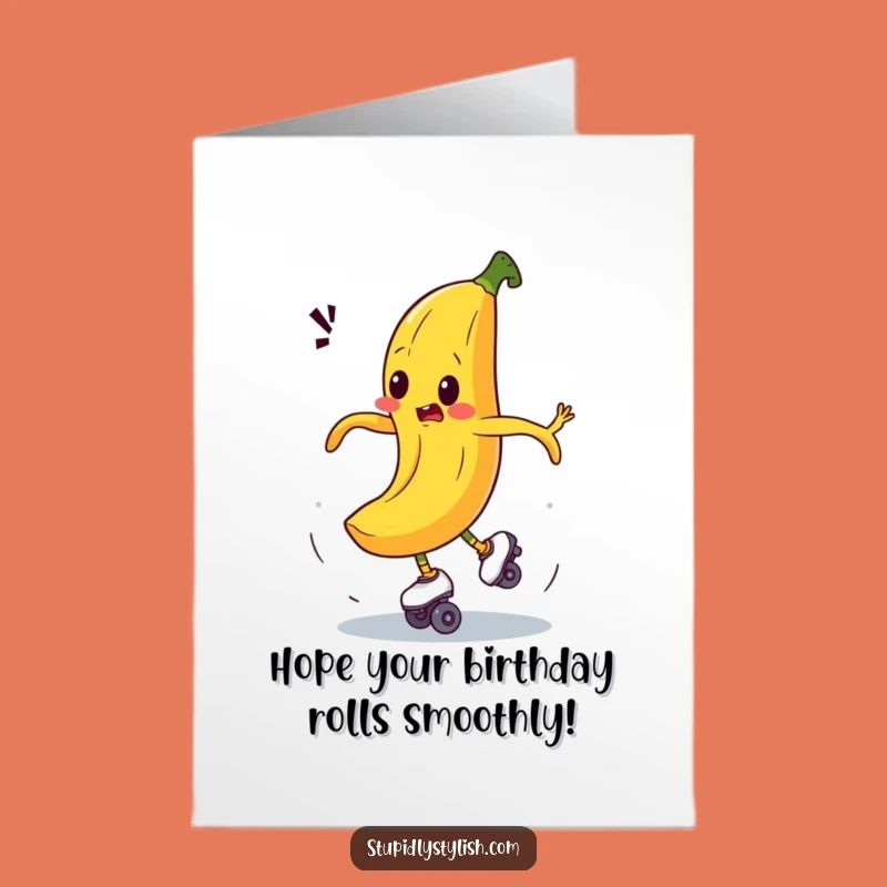Free Printable Birthday Card: Roller Skating Banana, Hilarious Downloadable Gift