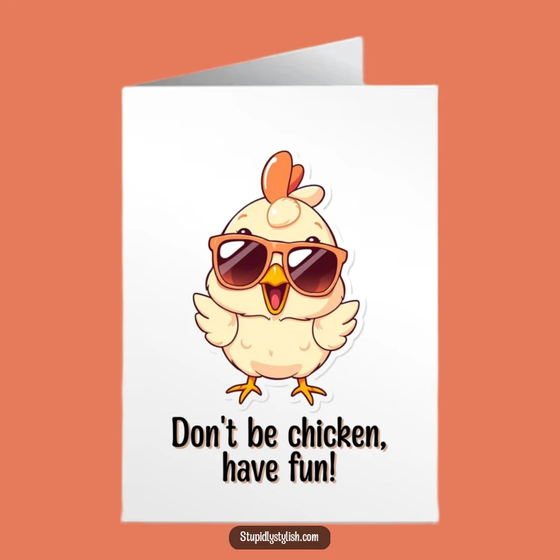 Free Printable Birthday Card: Shocked Chicken Cool Shades - Funny Downloadable Party Gift!