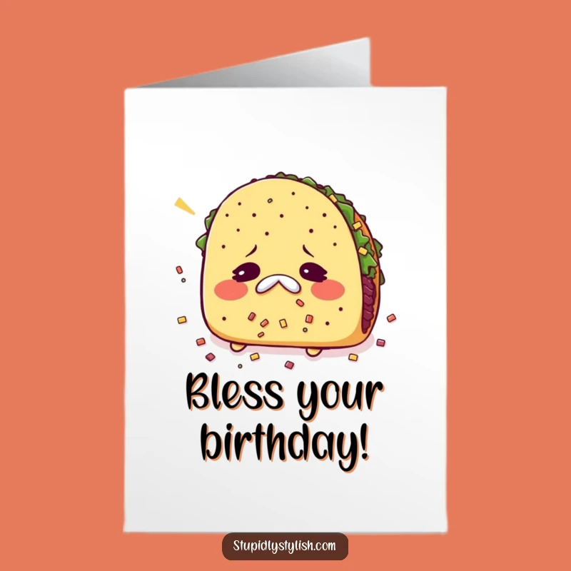 Free Printable Birthday Card: Sneezy Taco Fiesta Fun - Downloadable Gift
