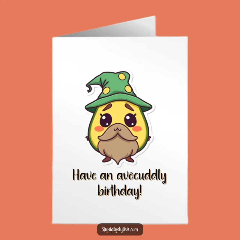 Free Printable Birthday Card: Startled Avocado Wizard - Funny Magical Gift
