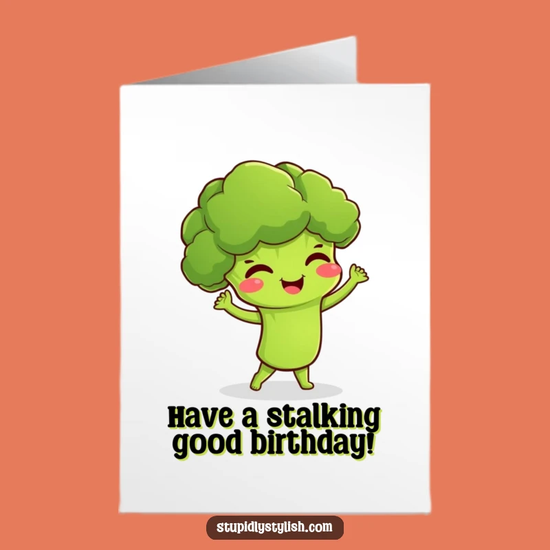 Free Printable Funny Birthday Card: Giggling Broccoli Dance! Hilarious Downloadable Gift