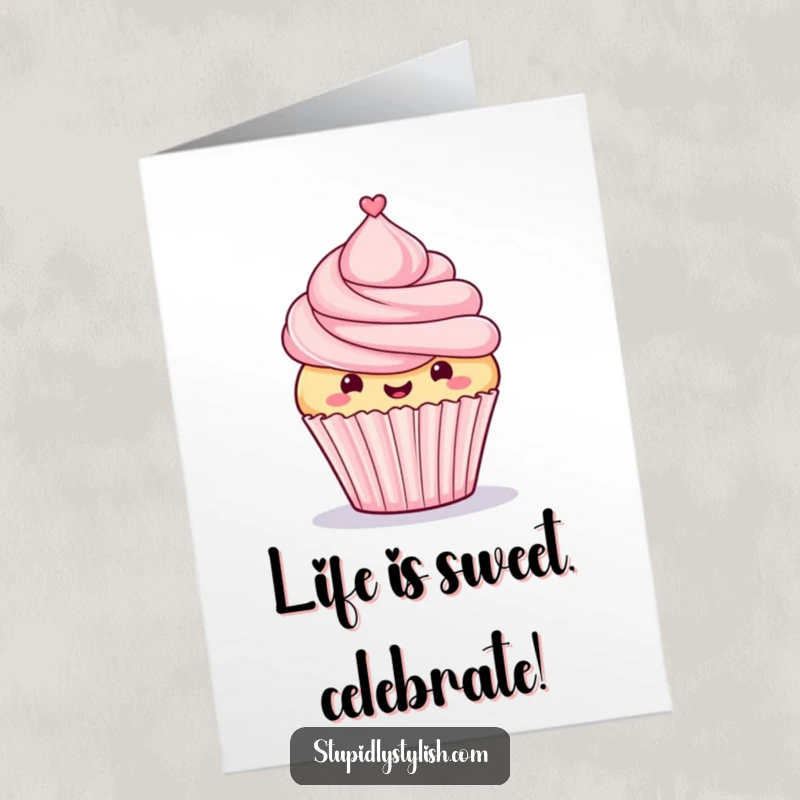 Funny Free Printable Birthday Card: Proud cupcake wearing a tiny top hat, signifying celebration and pride, DIY greeting.