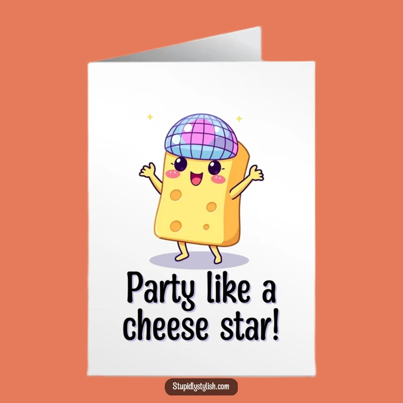 Free Printable Birthday Card: Disco Cheese Party Fun - Downloadable Gift