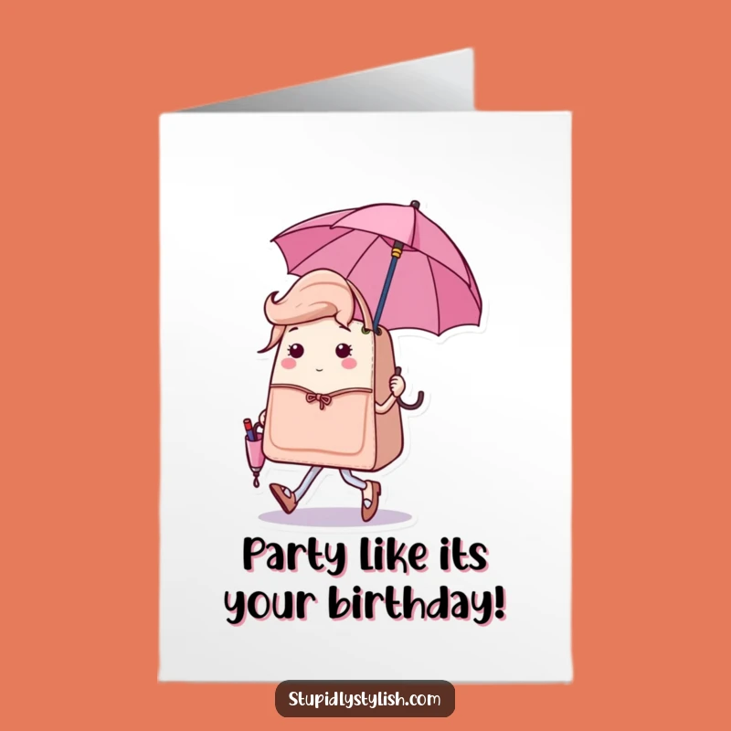 Sassy Free Printable Birthday Card: Handbag & Umbrella - Fashionable Downloadable Fun!