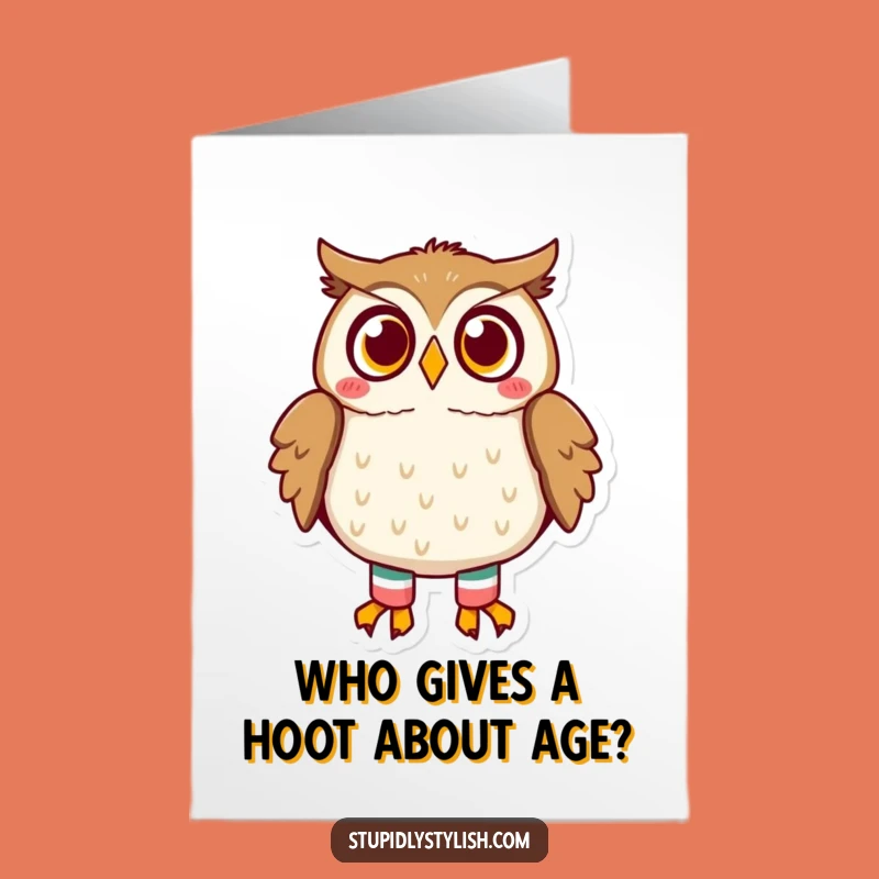 Free Printable Birthday Card: Funny Surprised Owl Mismatched Socks Downloadable Gift