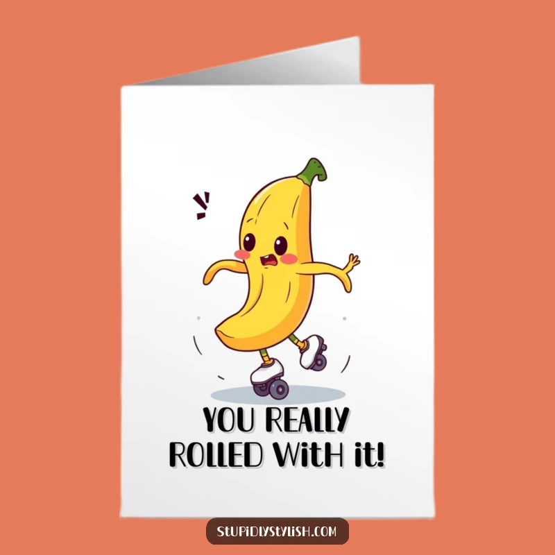 Free Printable Congrats Card: Roller Skating Banana, Dizzy Achievement Gift