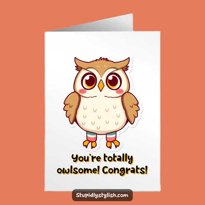 Free Printable Congrats Card: Surprised Mismatched Socks Owl Downloadable Gift
