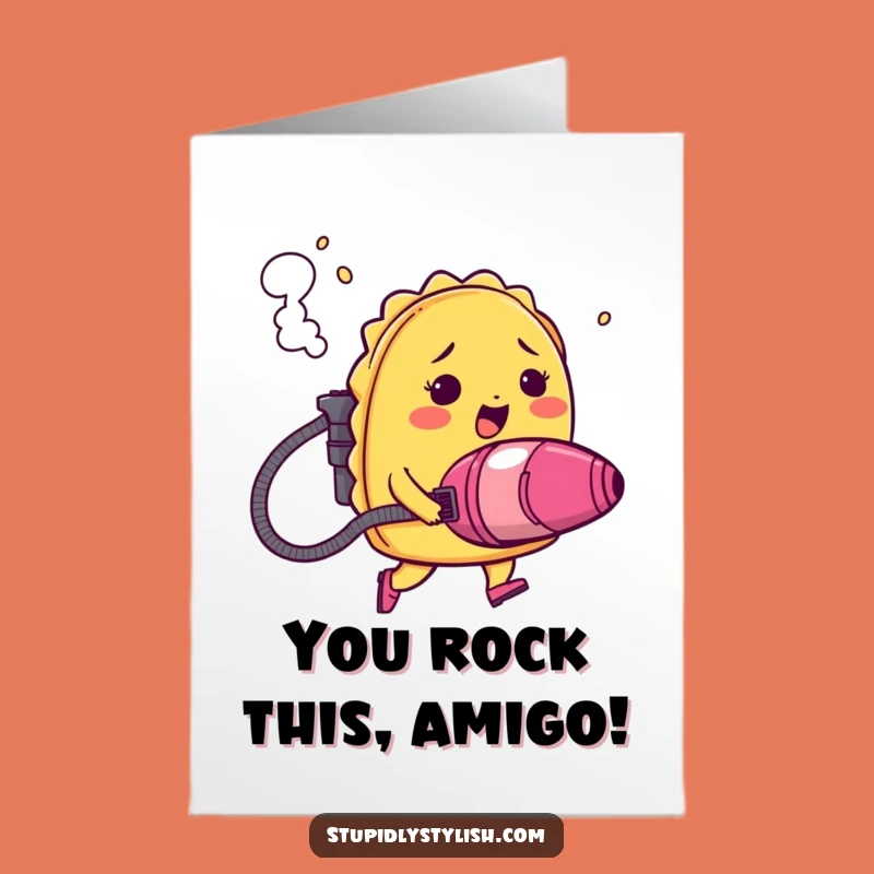 Free Printable Congratulations Card: Taco Jetpack Blast Off - Funny Downloadable Gift