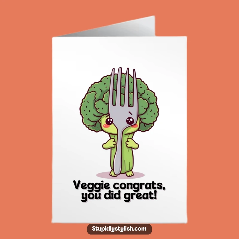 Free Printable Congrats Card: Scared Broccoli, Humorous Downloadable Gift