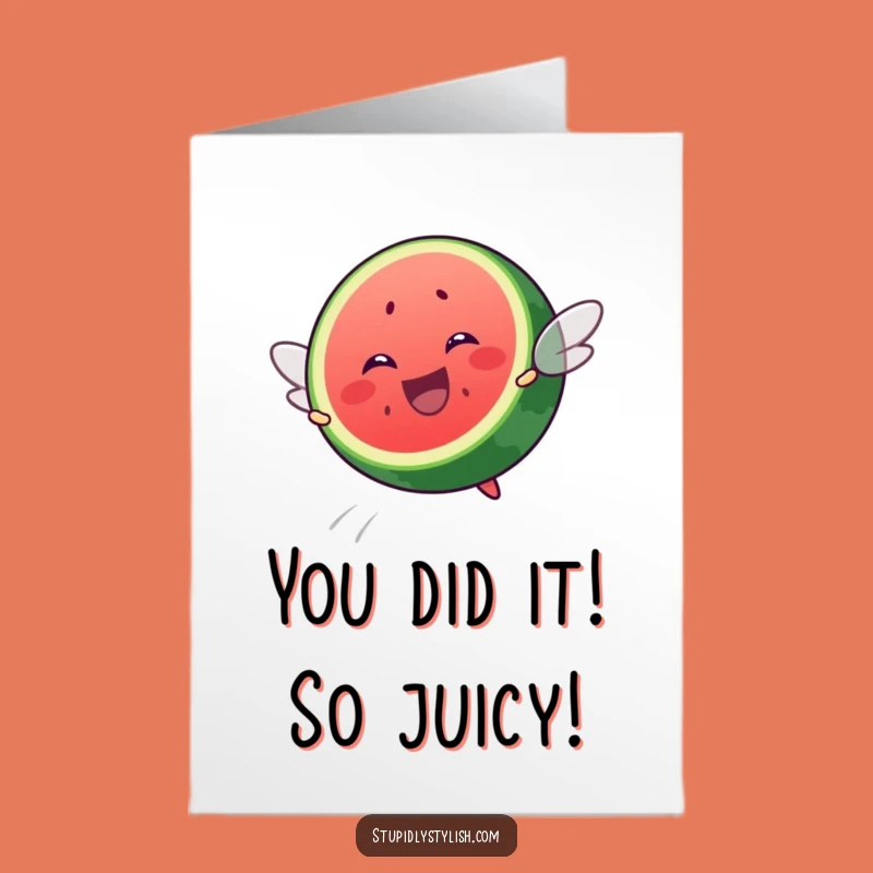 Free Printable Congrats Card: Flying Watermelon Slice - Your Hilarious Downloadable Achievement!