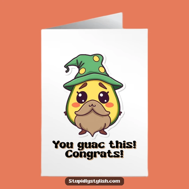 Free Printable Congrats Card: Startled Avocado Wizard - Downloadable Magic