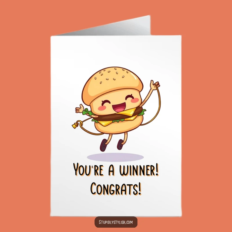 Free Printable Congrats Card: Hamburger Cheese Jump Rope - Downloadable Fun