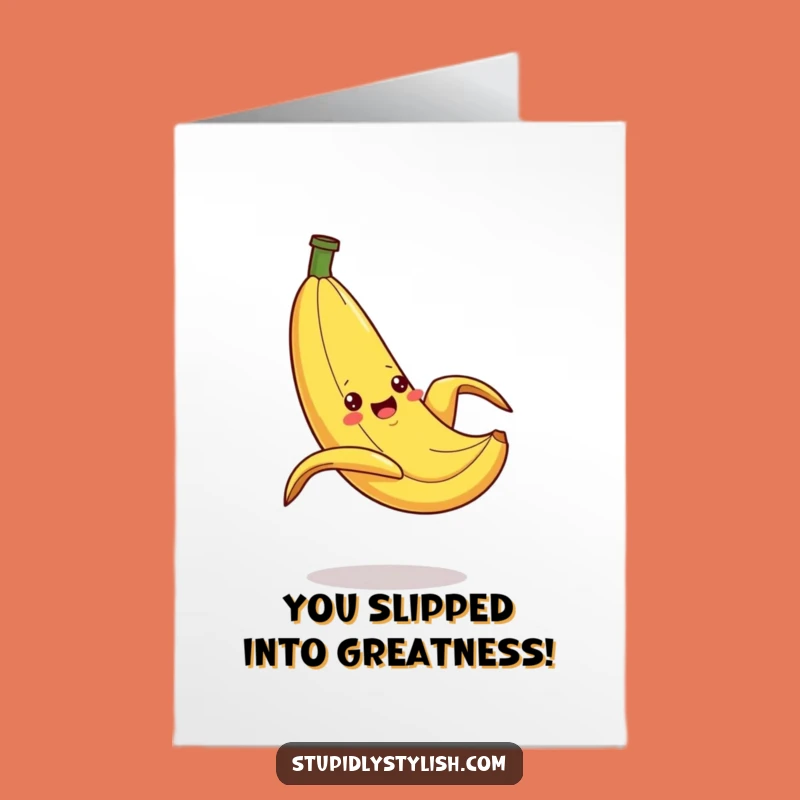 Free Printable Congrats Card: Slipping Banana - Humorous Fall, Fun Downloadable Gift!
