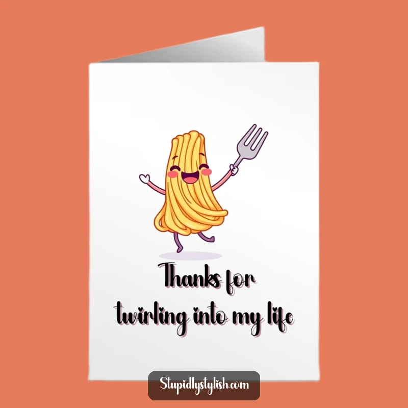 Free Printable Thank You Card: Dancing Spaghetti Funny Downloadable Gift