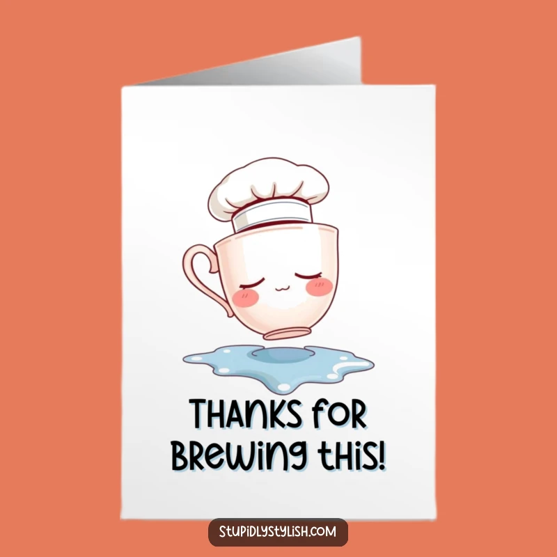 Free Printable Thank You Card: Sleepy Chef Teacup Spill Funny Downloadable