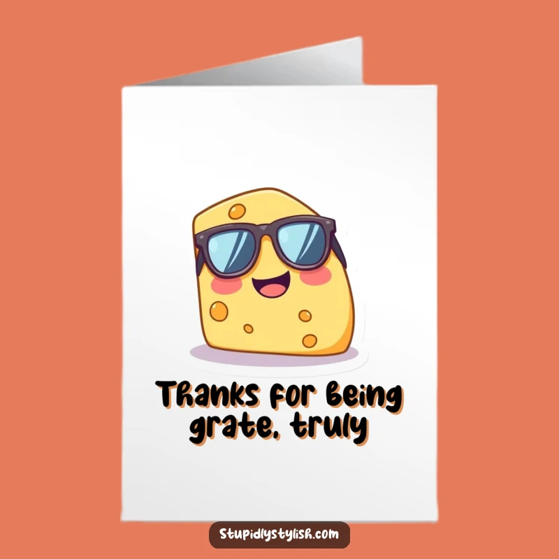 Free Printable Thank You Card: Giggle Cheese Wedge Funny Downloadable Gift