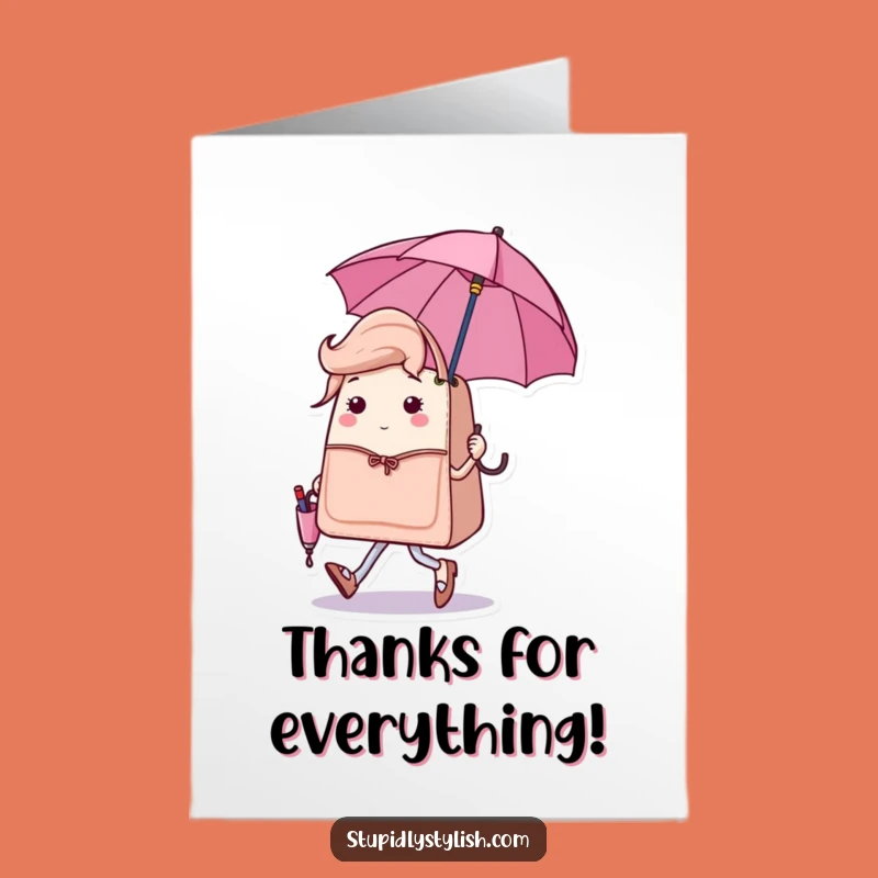 Sassy Free Printable Thank You Card: Handbag Umbrella - Fashionable Gratitude Downloadable!