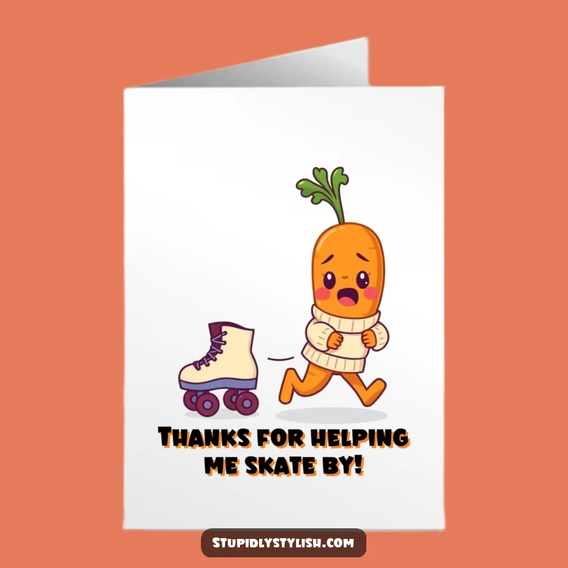 Free Printable Thank You Card: Carrot Skate Chase Funny Downloadable