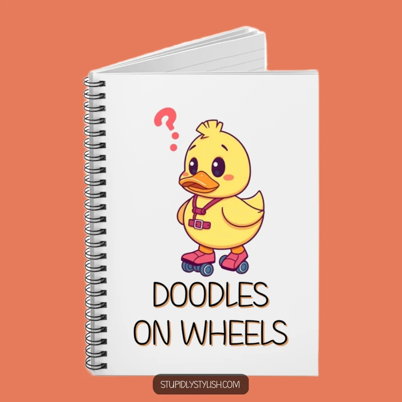 Funny Confused Duck Roller Skates Notebook - Jot Down Quirky Ideas Gift