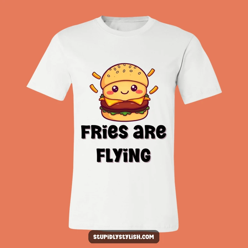 Funny Burger Juggling Fries T-Shirt - Happy Foodie Humor Tee Gift
