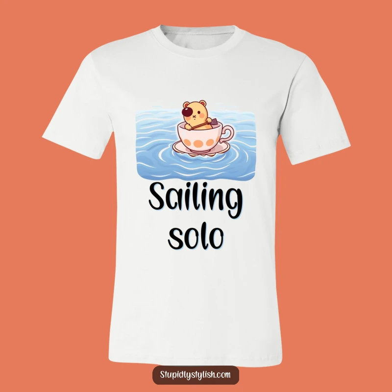 Funny Determined Hot Dog Paddling Teacup T-Shirt: Absurd Humor Adventure Tee Gift