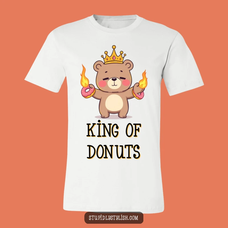 Funny Juggling Bear T-Shirt - Royal Flaming Donut Chaos Tee Gift
