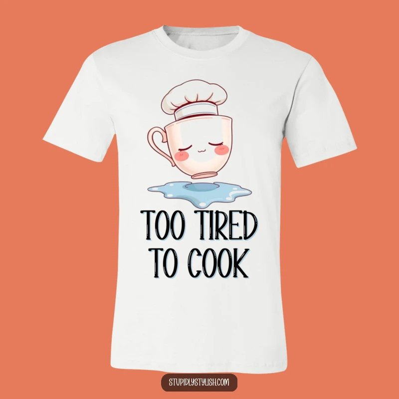 Funny Sleepy Teacup Chef T-Shirt - Wearable Kitchen Comedy