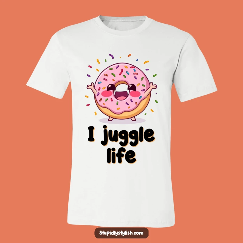 Funny Excited Donut Juggling T-Shirt: Wear Your Sweet Enthusiasm