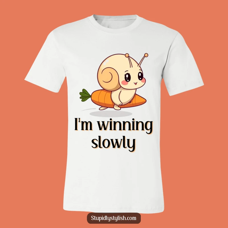 Funny Snail vs Carrot T-Shirt - Determined Racer Tee Funny Gift