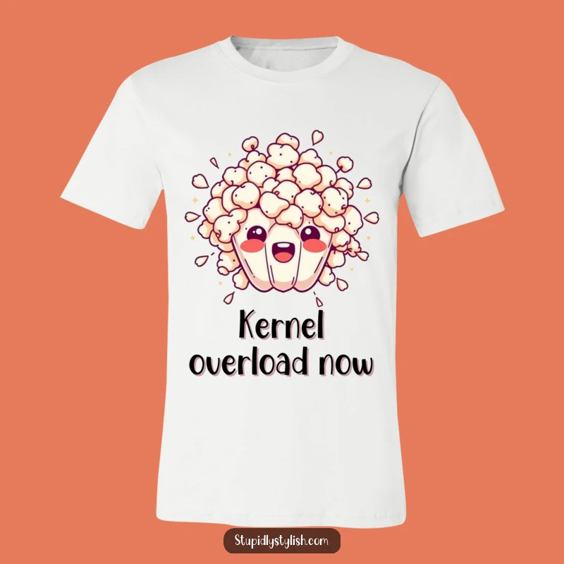 Funny Overwhelmed Popcorn Burst T-Shirt: Wear Your Stress with Humor